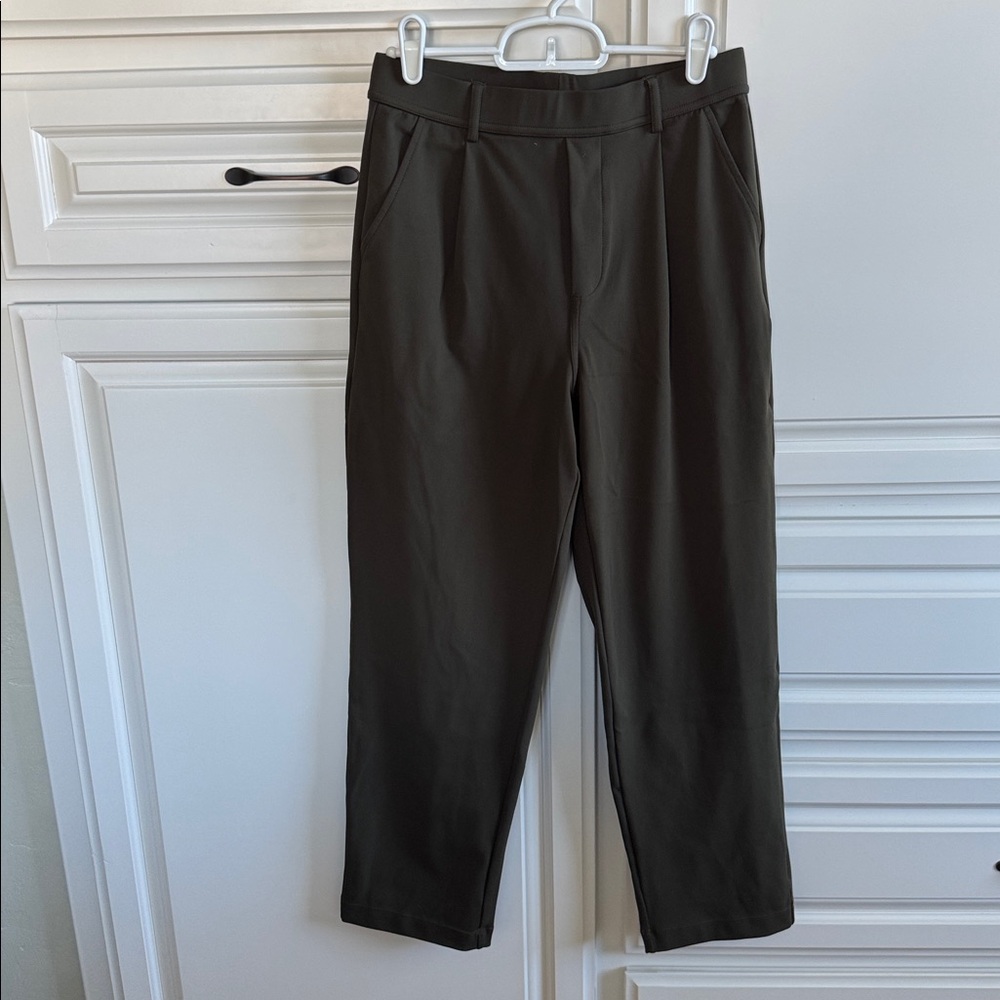 High Waisted Pocket Ankle Length Tapered Work Pants